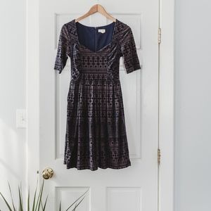 Meadow Rue Geo Burnout Velvet dress